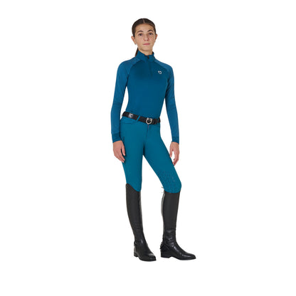 Capa base de tejido técnico para niños Equestro - Blue Coral (19-4526)/White