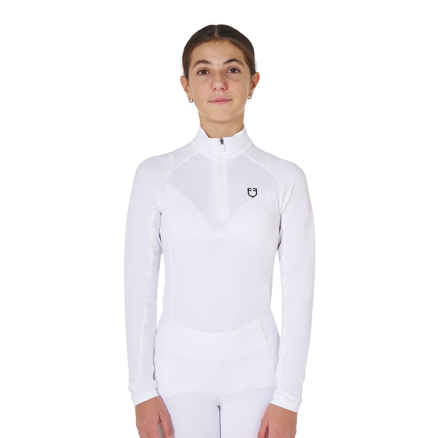 Capa base de tejido técnico para niños Equestro - White/Black