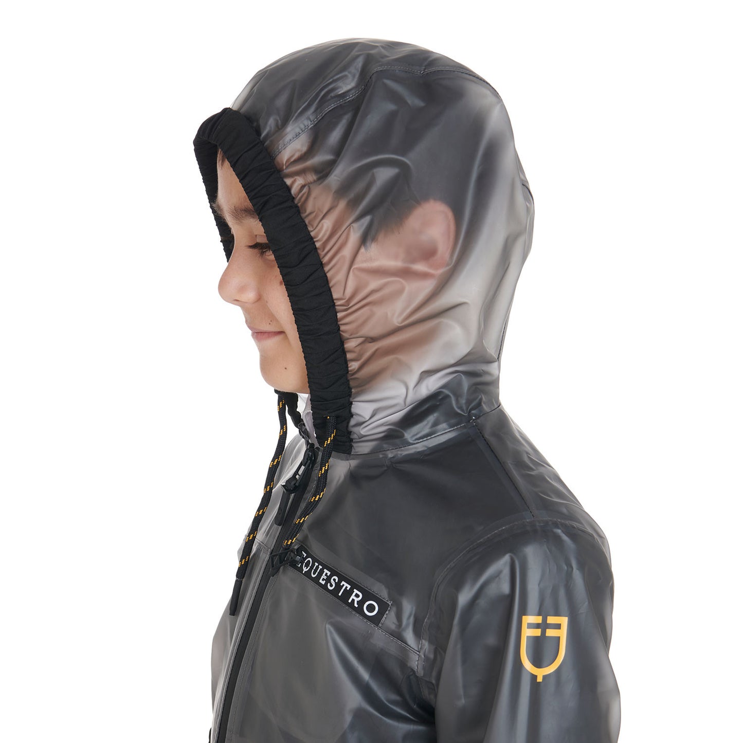 Impermeable para niños con capucha y cremallera a prueba de viento Equestro - Gris