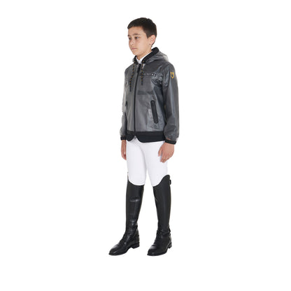 Impermeable para niños con capucha y cremallera a prueba de viento Equestro - Gris