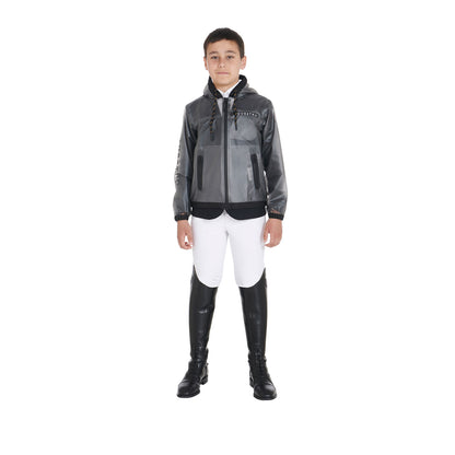 Impermeable para niños con capucha y cremallera a prueba de viento Equestro - Gris