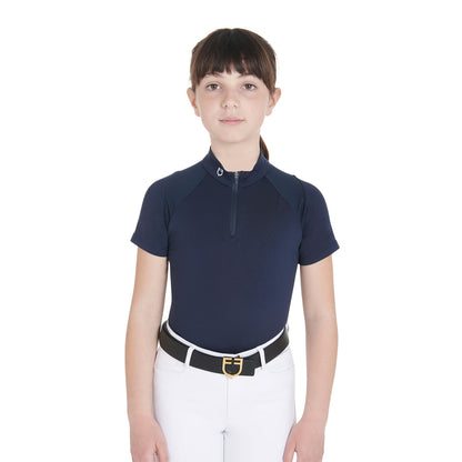 Polo infantil de entrenamiento slim fit en tejido técnico Equestro - Navy Blazer