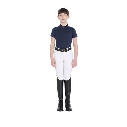 Polo infantil de entrenamiento slim fit en tejido técnico Equestro - Navy Blazer