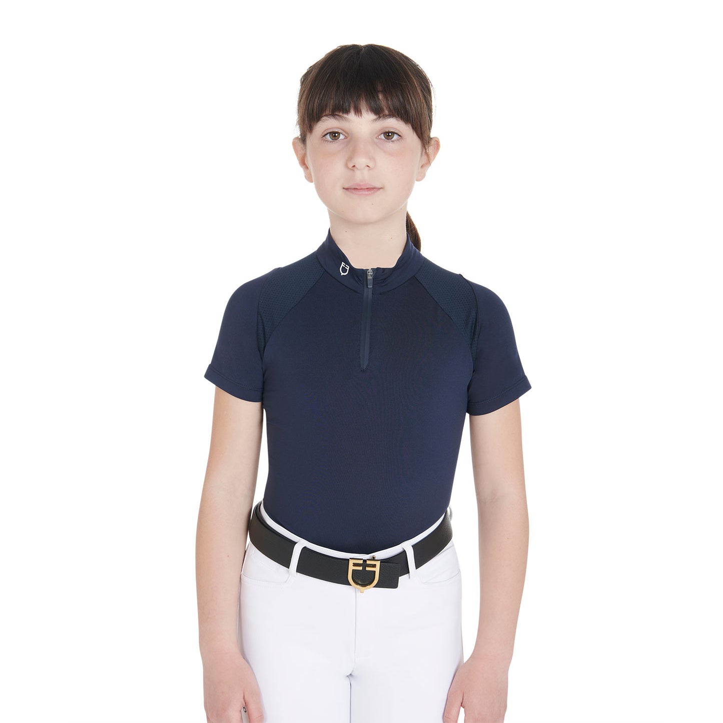 Polo infantil de entrenamiento slim fit en tejido técnico Equestro - Navy Blazer