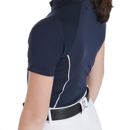 Polo infantil de entrenamiento slim fit en tejido técnico Equestro - Navy Blazer