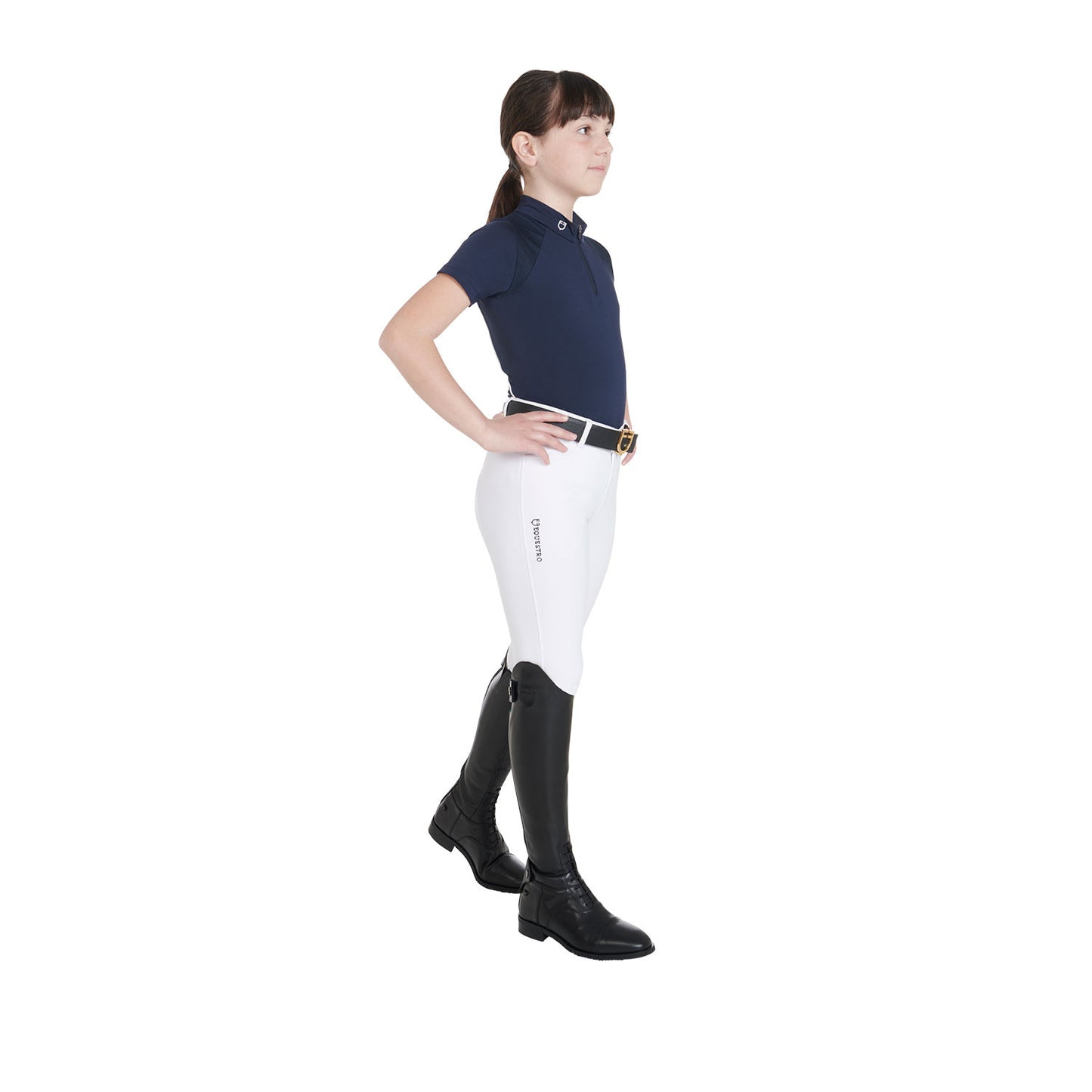 Polo infantil de entrenamiento slim fit en tejido técnico Equestro - Navy Blazer