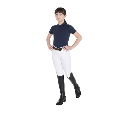 Polo infantil de entrenamiento slim fit en tejido técnico Equestro - Navy Blazer