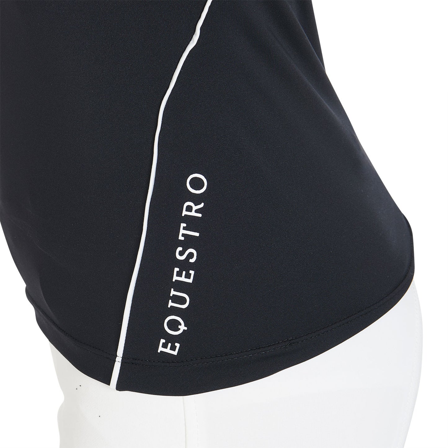 Polo infantil de entrenamiento slim fit en tejido técnico Equestro - Negro