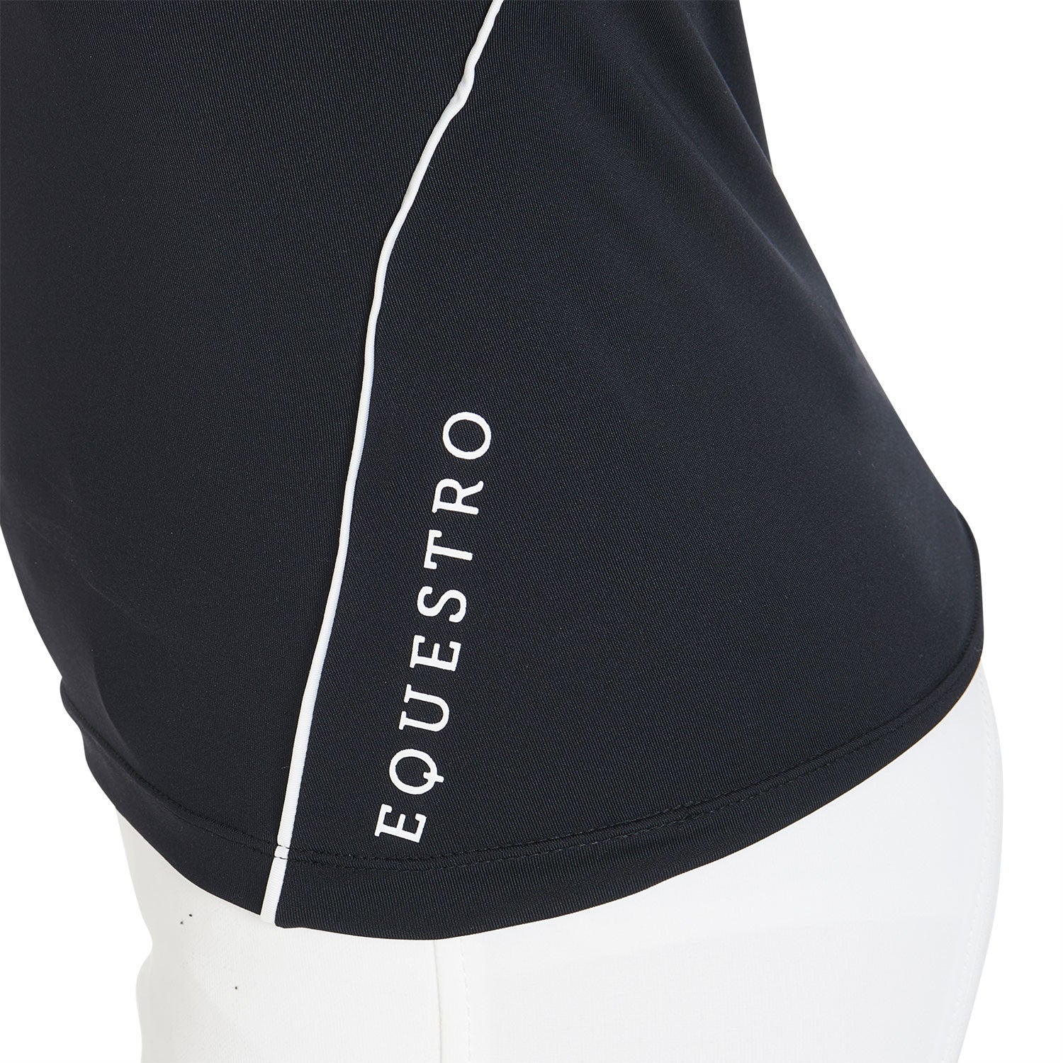 Polo infantil de entrenamiento slim fit en tejido técnico Equestro - Negro