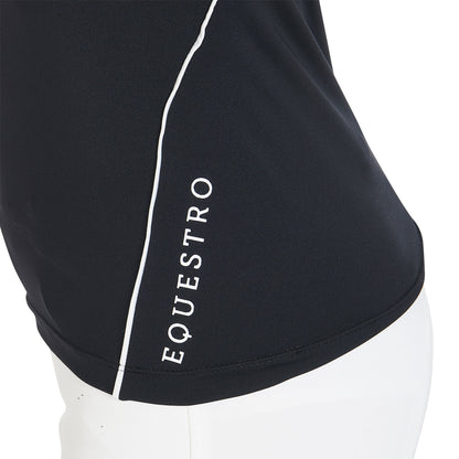 Polo infantil de entrenamiento slim fit en tejido técnico Equestro - Negro