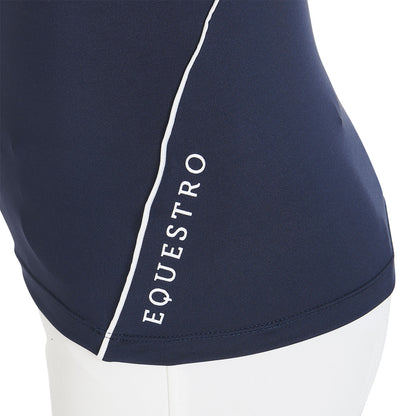Polo infantil de entrenamiento slim fit en tejido técnico Equestro - Azul marino