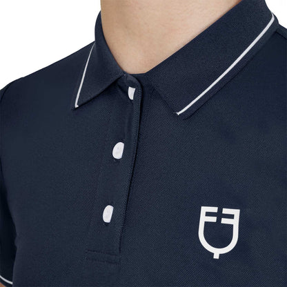 Polo infantil slim fit de tejido técnico antibacteriano Equestro - Navy Blazer