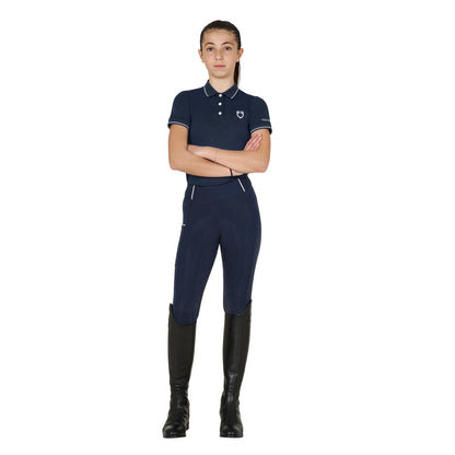 Polo infantil slim fit de tejido técnico antibacteriano Equestro - Navy Blazer