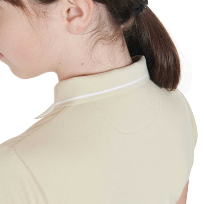 Polo infantil slim fit de tejido técnico antibacteriano Equestro - Beige
