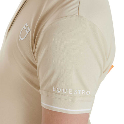 Polo infantil slim fit de tejido técnico antibacteriano Equestro - Beige