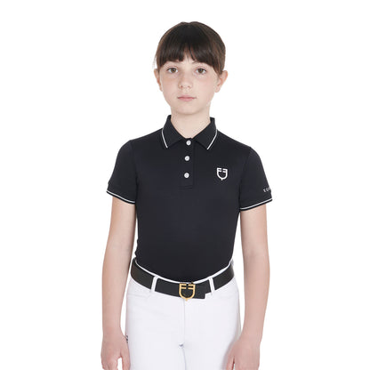 Polo infantil slim fit de tejido técnico antibacteriano Equestro - Negro