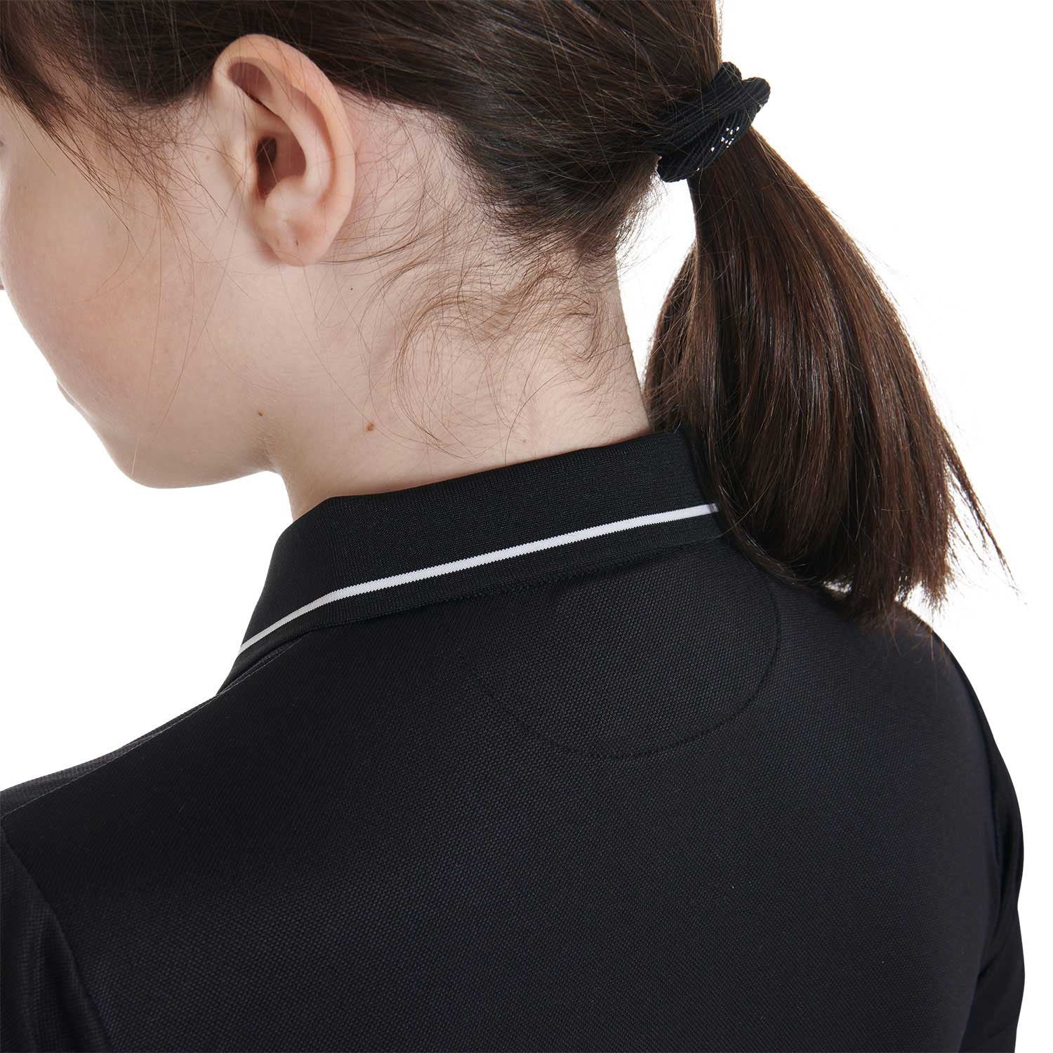 Polo infantil slim fit de tejido técnico antibacteriano Equestro - Negro