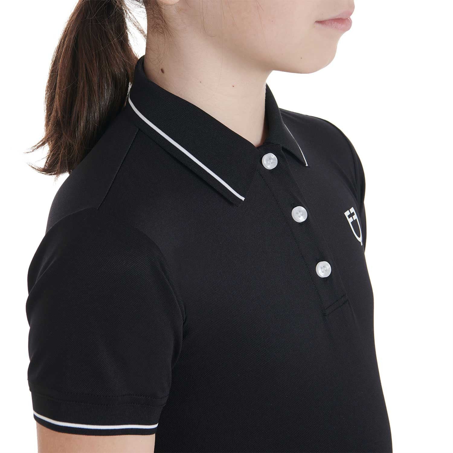 Polo infantil slim fit de tejido técnico antibacteriano Equestro - Negro