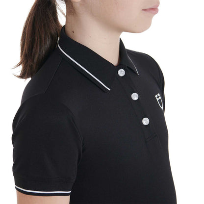 Polo infantil slim fit de tejido técnico antibacteriano Equestro - Negro