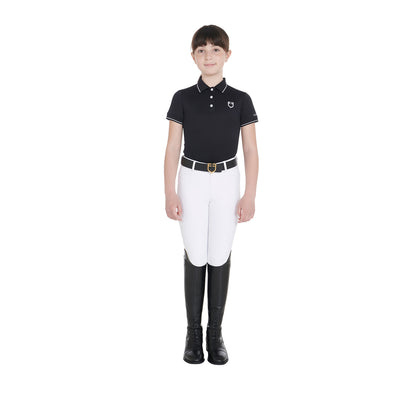 Polo infantil slim fit de tejido técnico antibacteriano Equestro - Negro