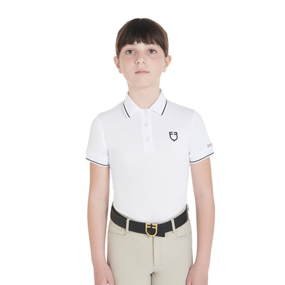 Polo infantil slim fit de tejido técnico antibacteriano Equestro - Blanco