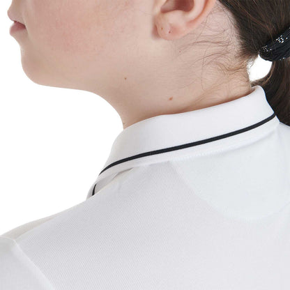 Polo infantil slim fit de tejido técnico antibacteriano Equestro - Blanco