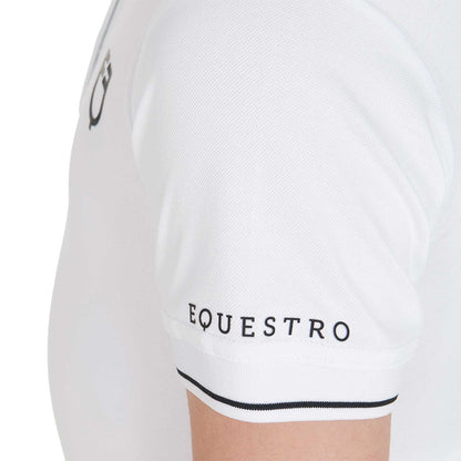 Polo infantil slim fit de tejido técnico antibacteriano Equestro - Blanco