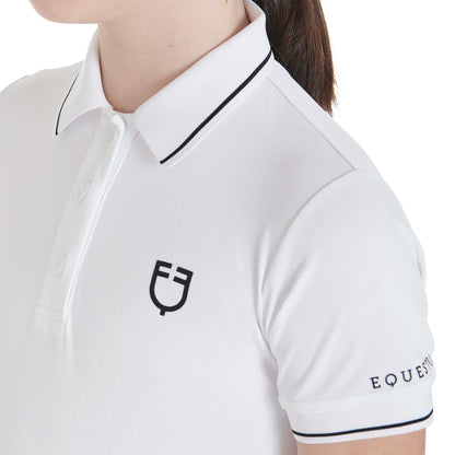 Polo infantil slim fit de tejido técnico antibacteriano Equestro - Blanco