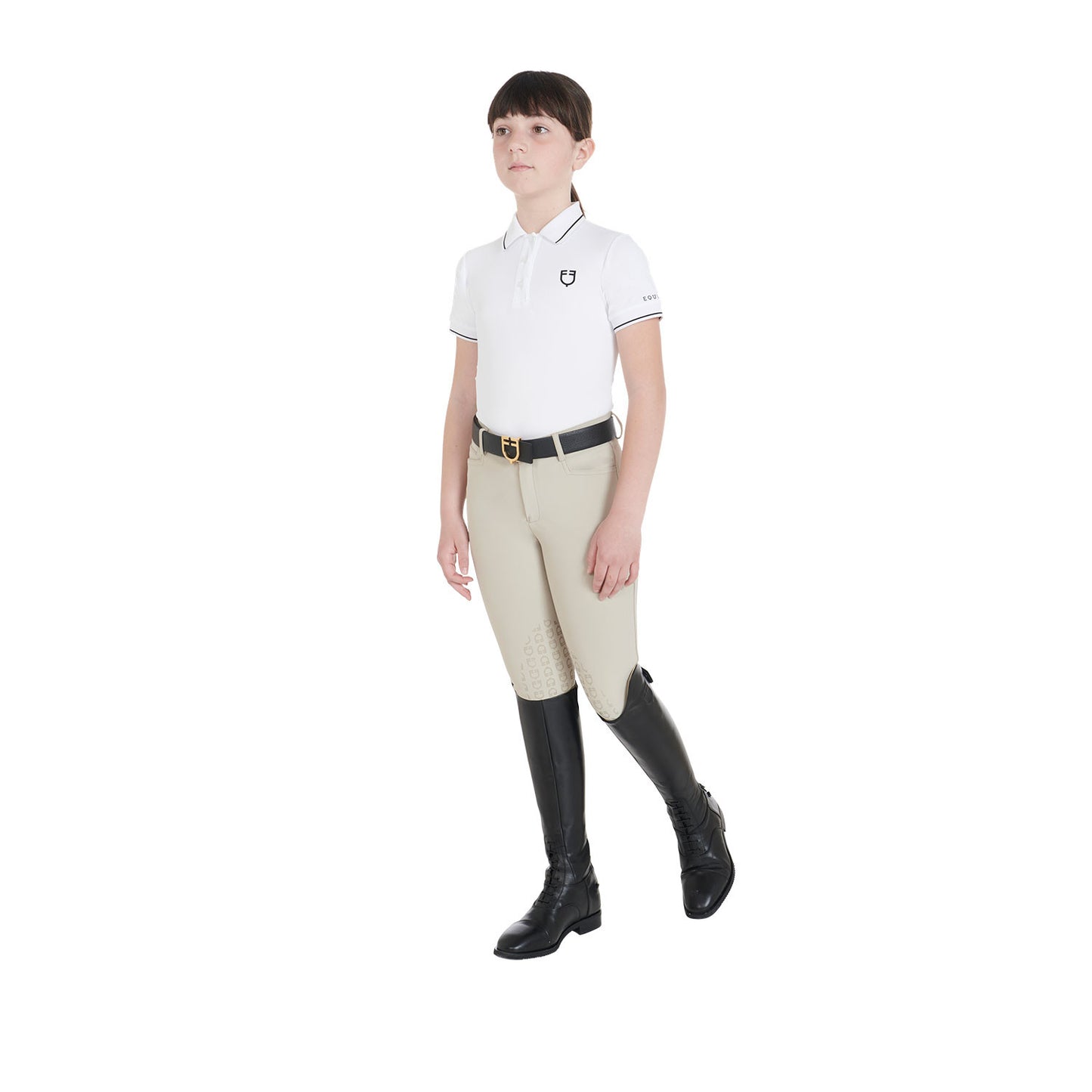 Polo infantil slim fit de tejido técnico antibacteriano Equestro - Blanco