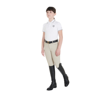 Polo infantil slim fit de tejido técnico antibacteriano Equestro - Blanco