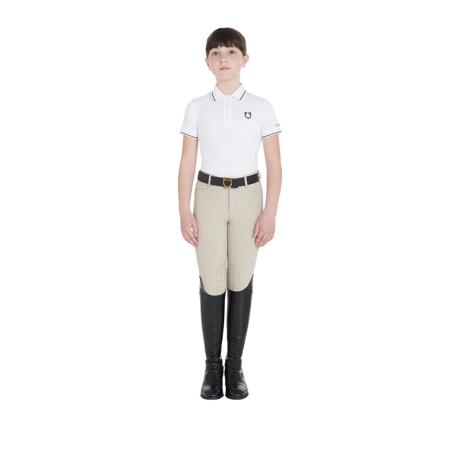 Polo infantil slim fit de tejido técnico antibacteriano Equestro - Blanco