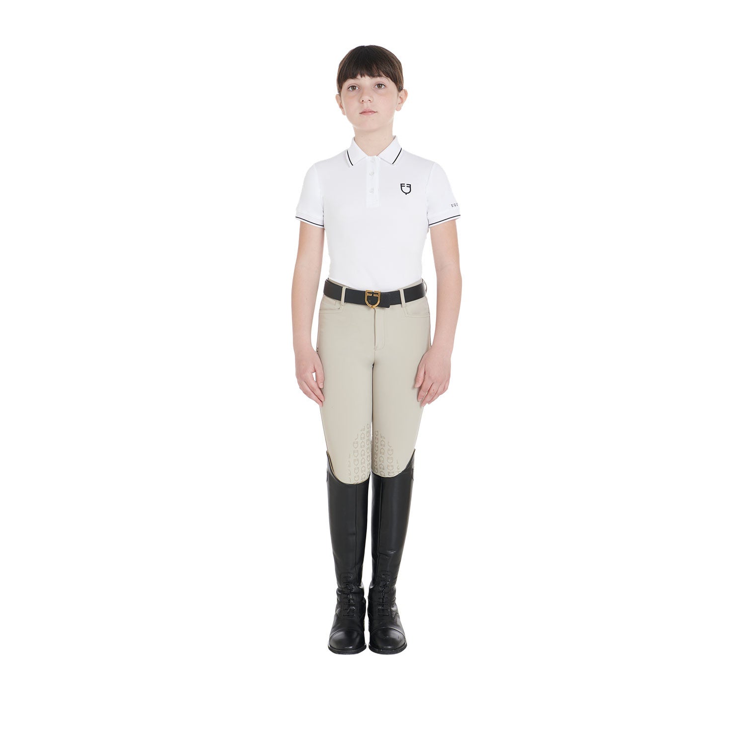 Polo infantil slim fit de tejido técnico antibacteriano Equestro - Blanco