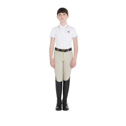 Polo infantil slim fit de tejido técnico antibacteriano Equestro - Blanco