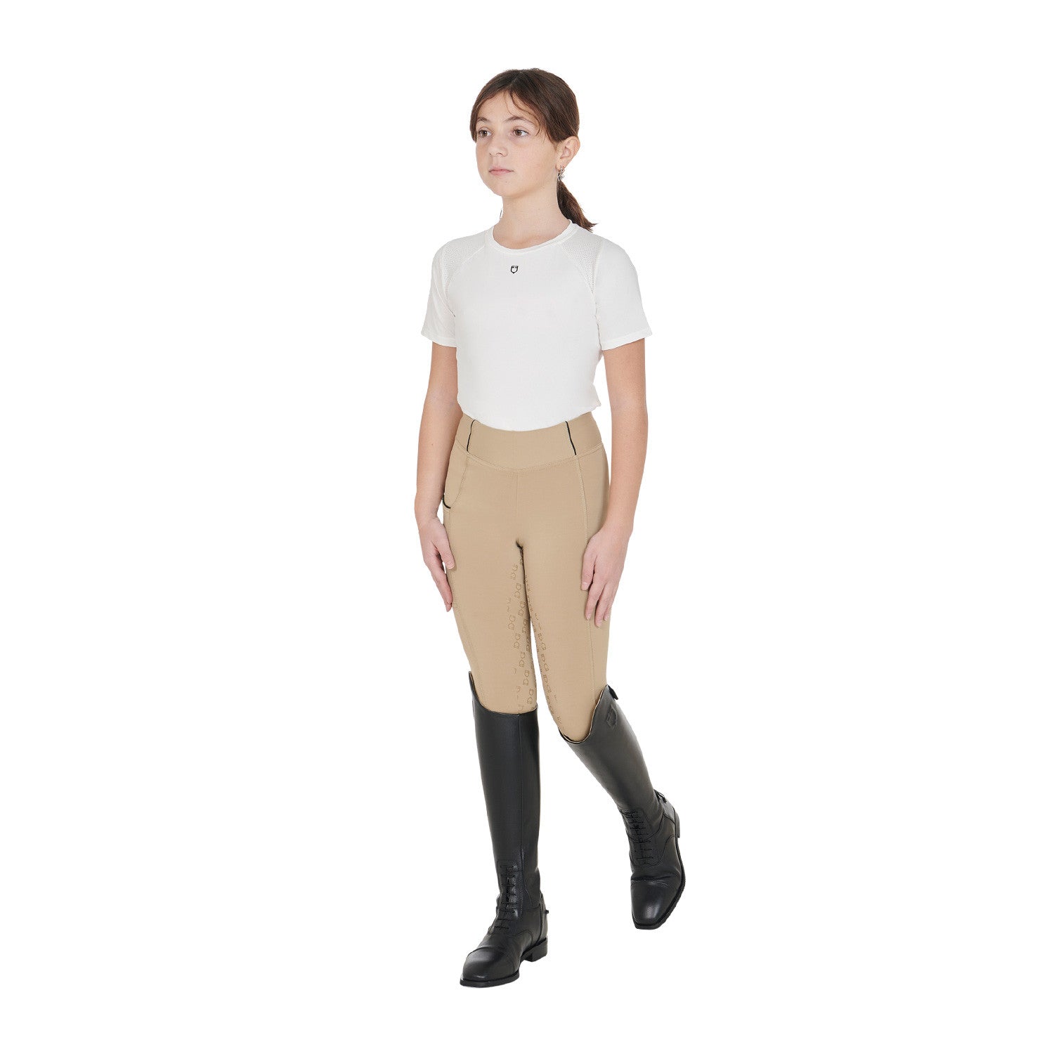 Leggings niña slim fit grip con logo Equestro - Incense
