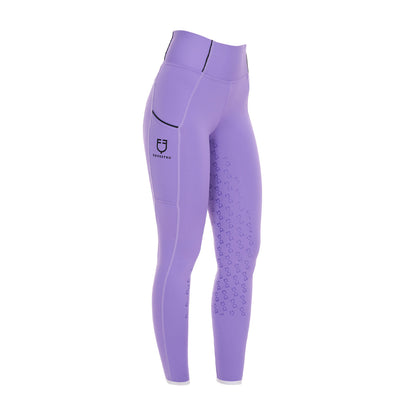 Leggings niña slim fit grip con logo Equestro - Dahlia Purple