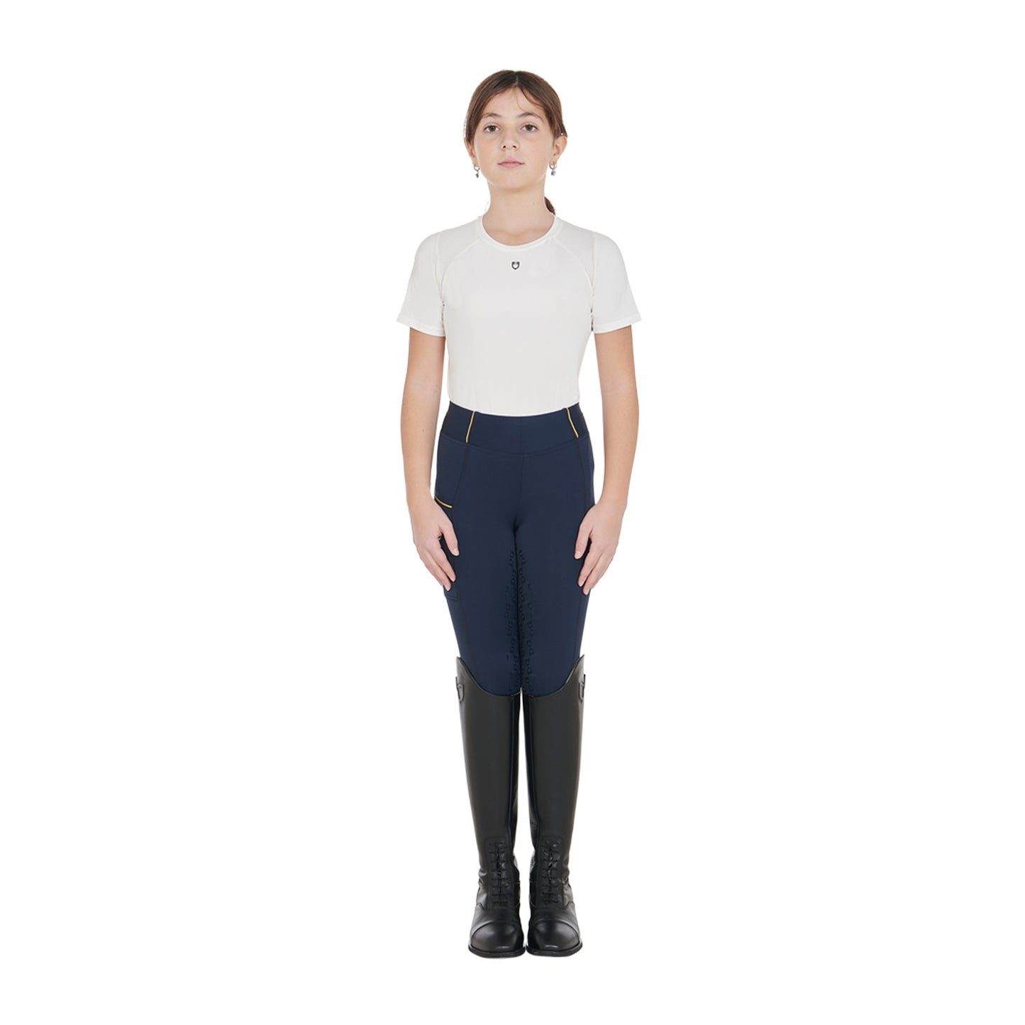 Leggings niña slim fit grip con logo Equestro - Navy Blazer