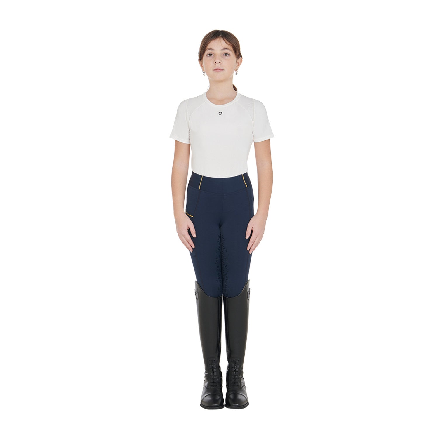 Leggings niña slim fit grip con logo Equestro - Navy Blazer