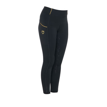 Leggings niña slim fit grip con logo Equestro - Negro