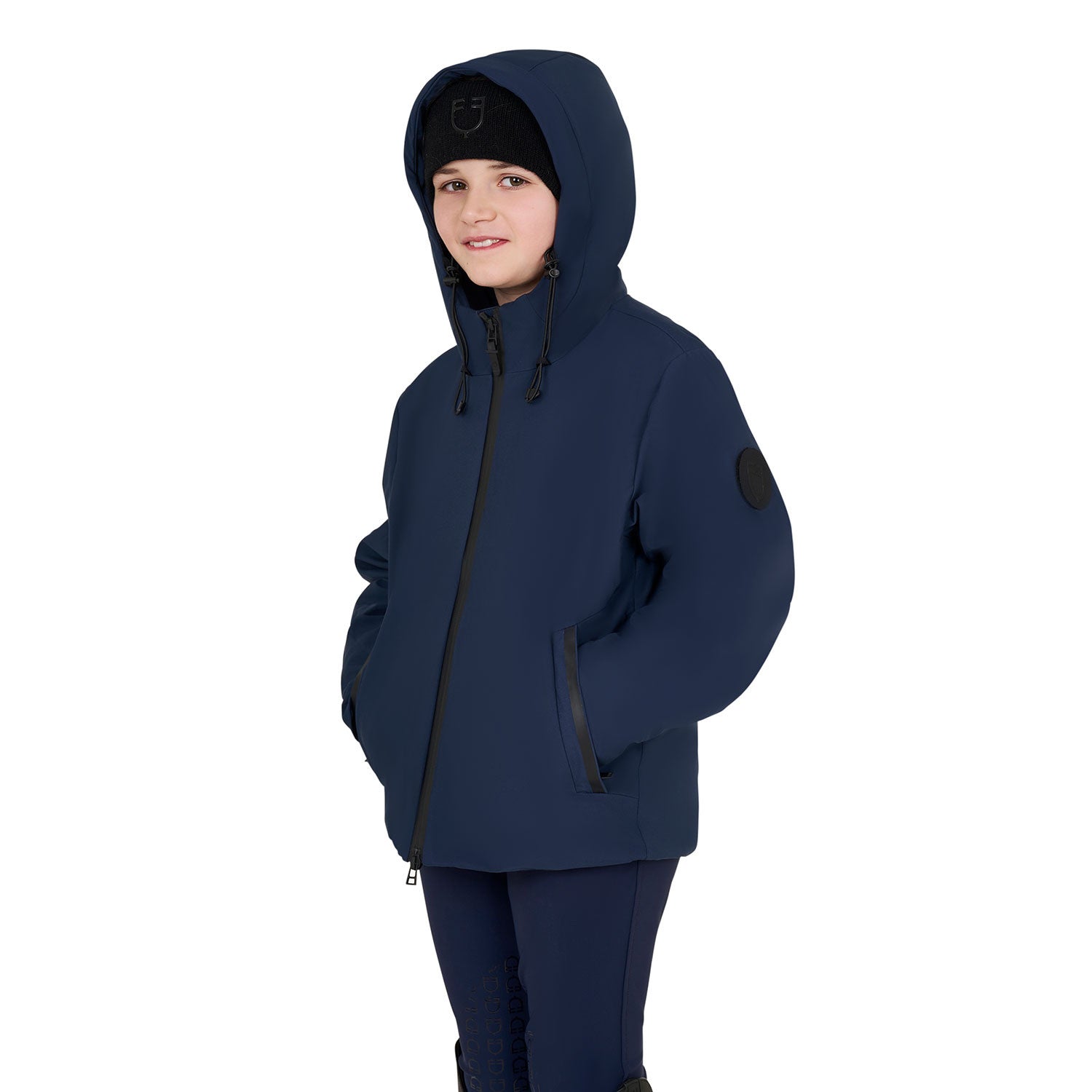 Chaqueta infantil unisex impermeable y cortaviento de nailon Equestro - Navy Blazer