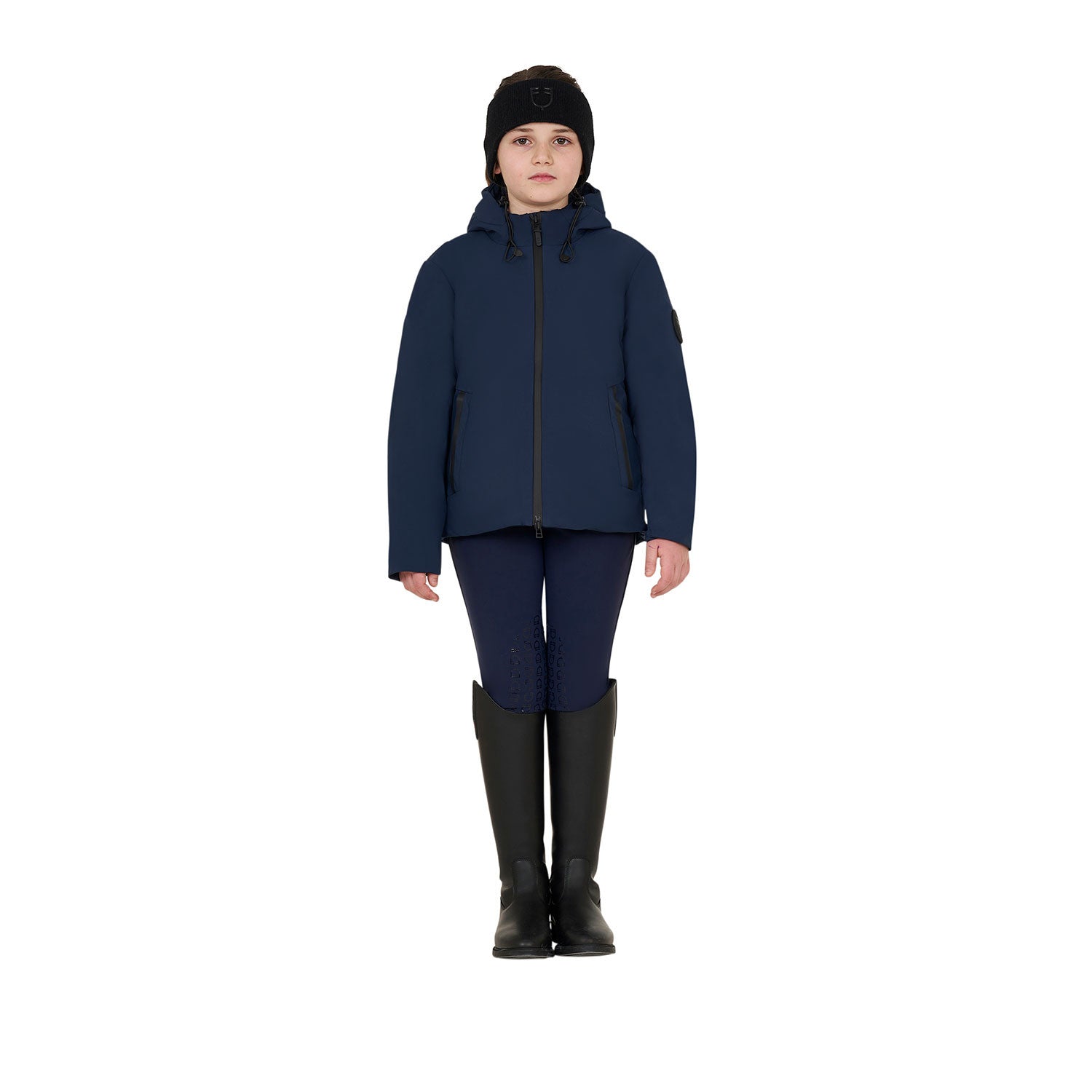 Chaqueta infantil unisex impermeable y cortaviento de nailon Equestro - Navy Blazer