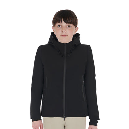 Chaqueta infantil unisex impermeable y cortaviento de nailon Equestro - Negro