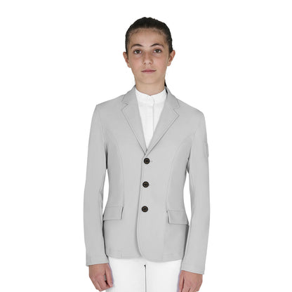Chaqueta infantil de concurso slim fit tres botones Equestro - Harbor Mist
