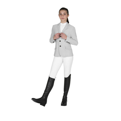Chaqueta infantil de concurso slim fit tres botones Equestro - Harbor Mist
