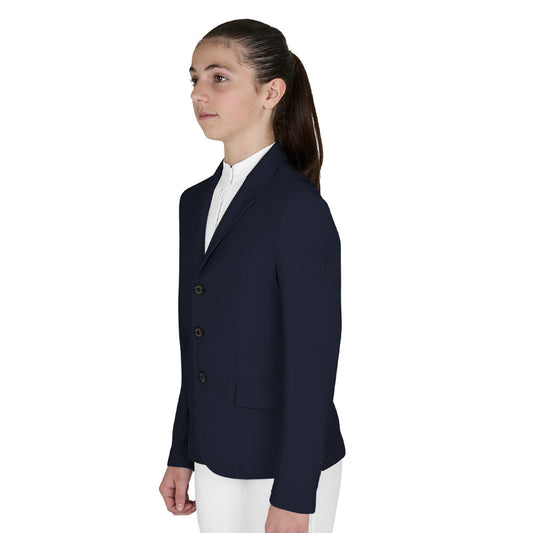 Chaqueta infantil de concurso slim fit tres botones Equestro - Navy Blazer