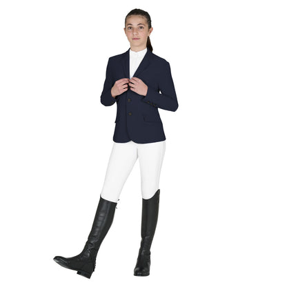 Chaqueta infantil de concurso slim fit tres botones Equestro - Navy Blazer