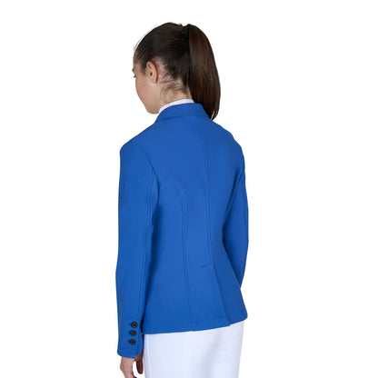 Chaqueta infantil de concurso slim fit tres botones Equestro - Blue Quartz