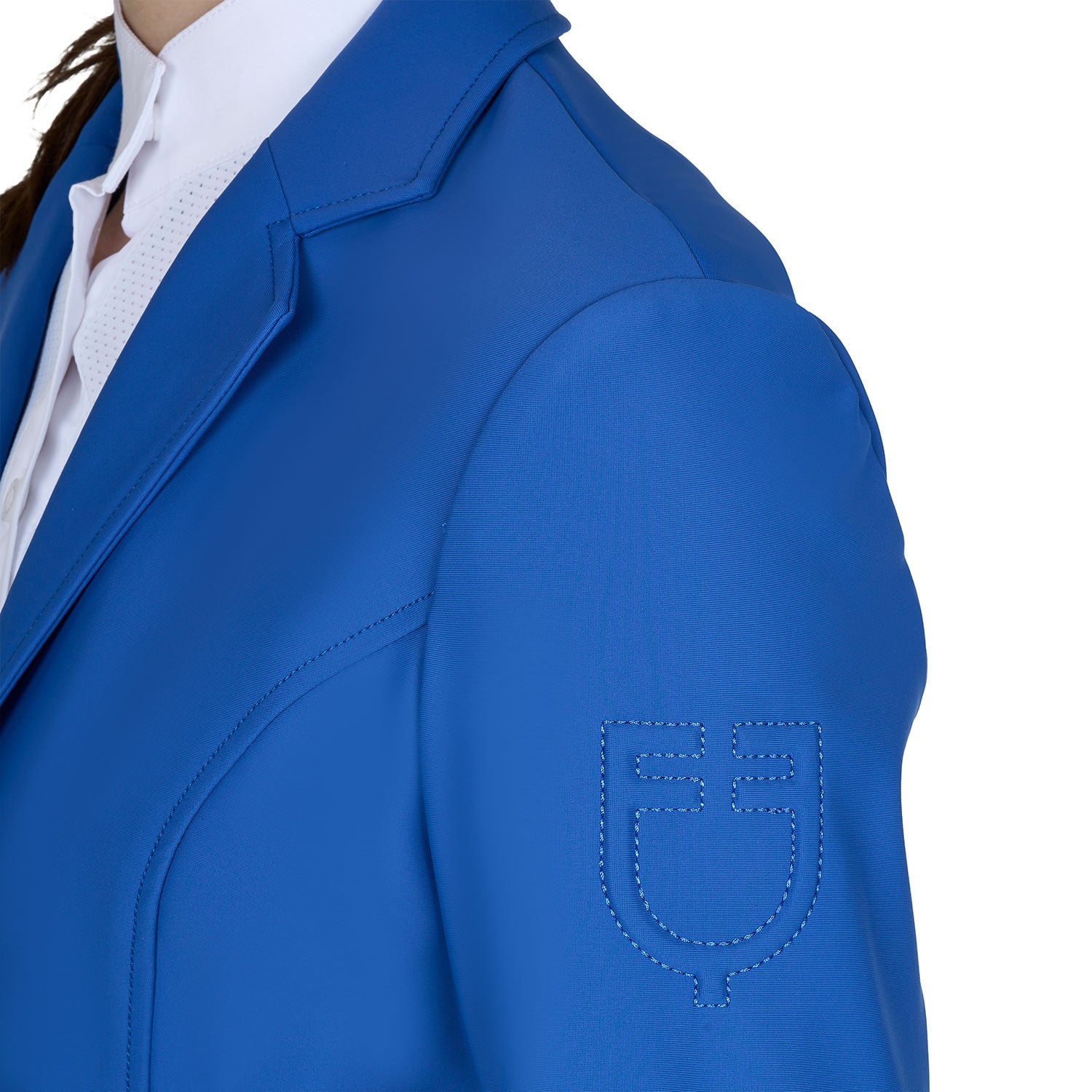 Chaqueta infantil de concurso slim fit tres botones Equestro - Blue Quartz