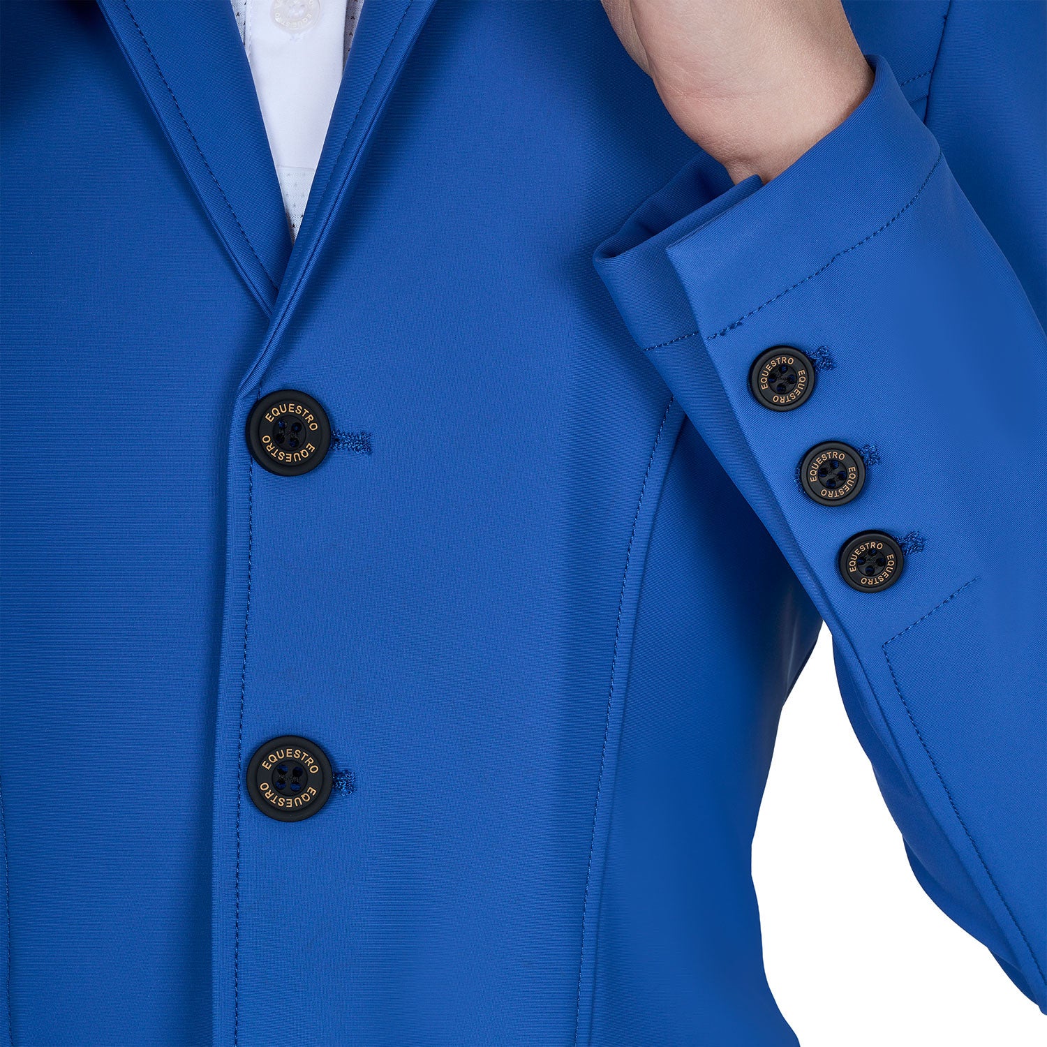 Chaqueta infantil de concurso slim fit tres botones Equestro - Blue Quartz