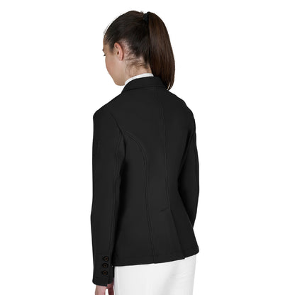 Chaqueta infantil de concurso slim fit tres botones Equestro - Negro