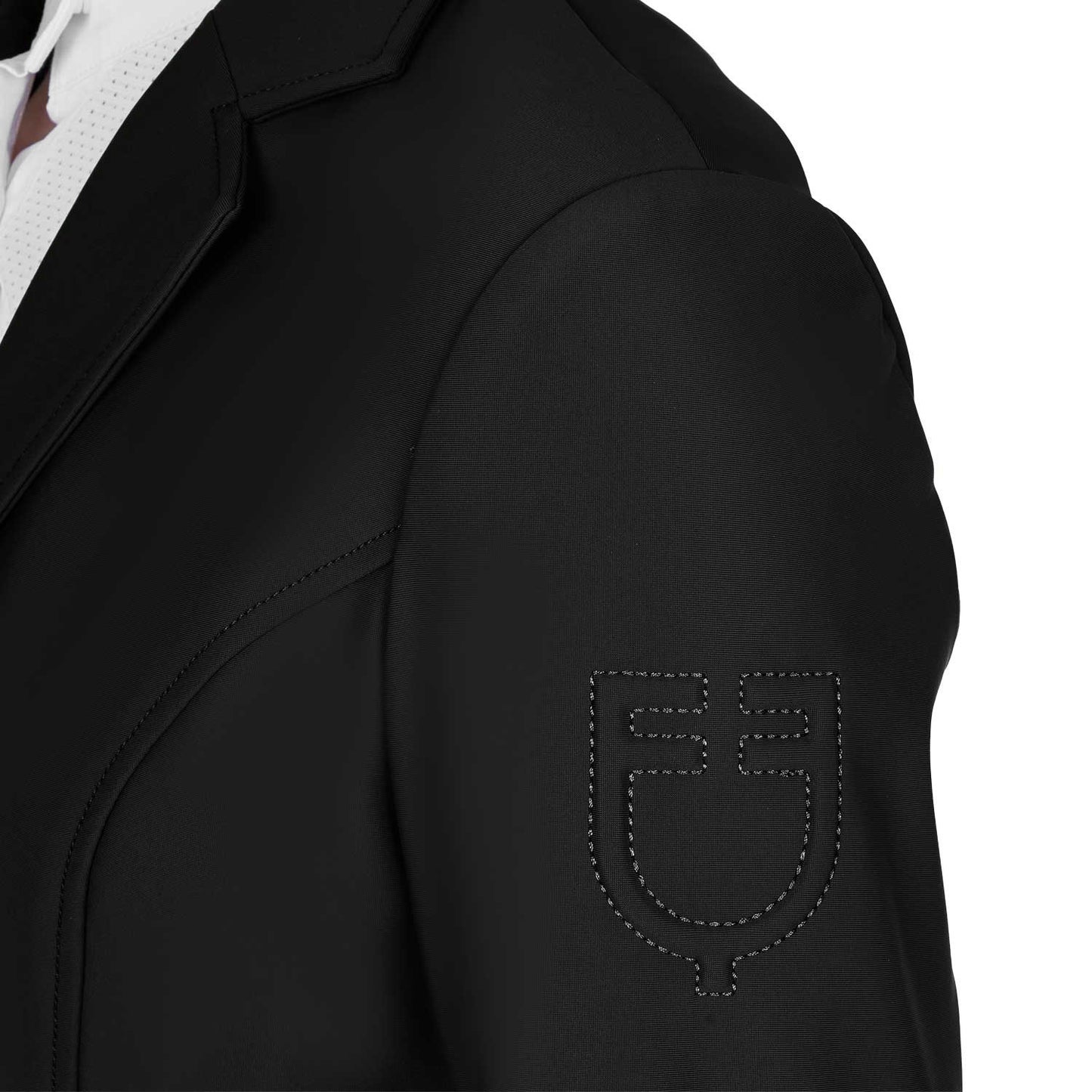 Chaqueta infantil de concurso slim fit tres botones Equestro - Negro